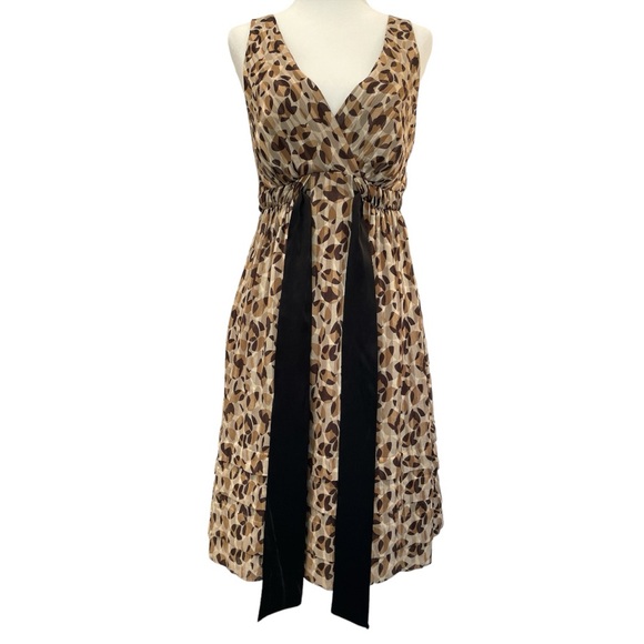 BCBG MAXAZRIA SILK COCKTAIL DRESS.EMPIRE WAIST.ABSTRACT ANIMAL PRINT.SIZE 4 - Picture 3 of 16